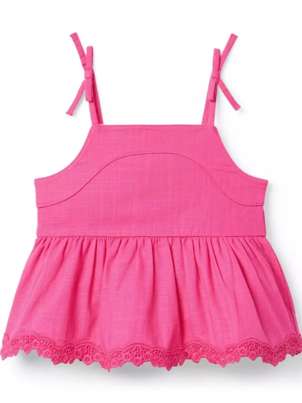 Janie and Jack Lace Trim Peplum Top in Miami Pink Size 12